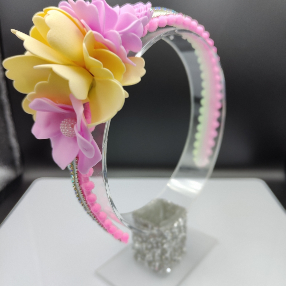 Floral Pink and Yellow Kids Headband